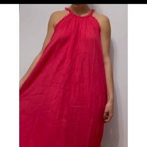 Stella Martini Red Sleeveless linen dress